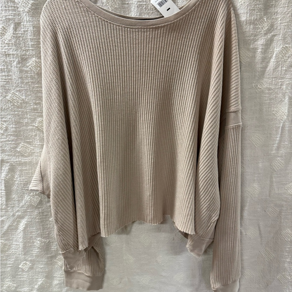 Women’s Beige Ribbed Knit Long Sleeve M